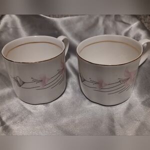 Vintage Bone China White and Pink Teacup Set